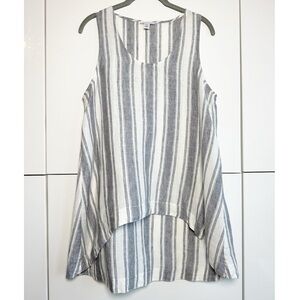 Saks Fifth Avenue Linen Tank Top Medium High Low Hem Scandinavian Boho Granola